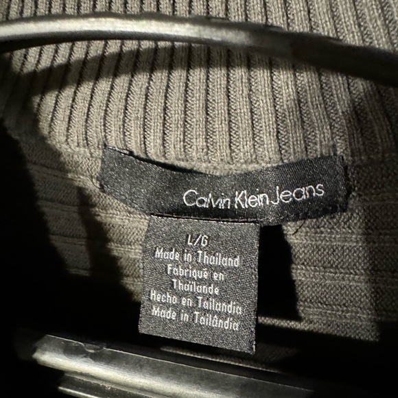 Calvin Klein 1/4 Zip Sweater EUC Mens Large Olive Green JFK Jr. Style 90s - Picture 5 of 6